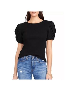 1. State Black Puff-Sleeve Short Sleeve Top